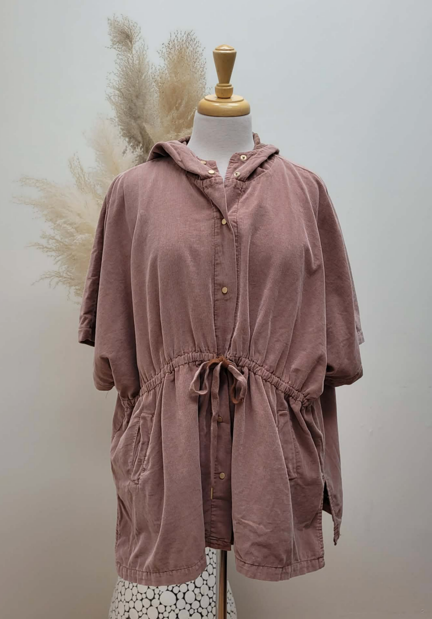 Corduroy Cinch Waist Jacket ~ Woodrose