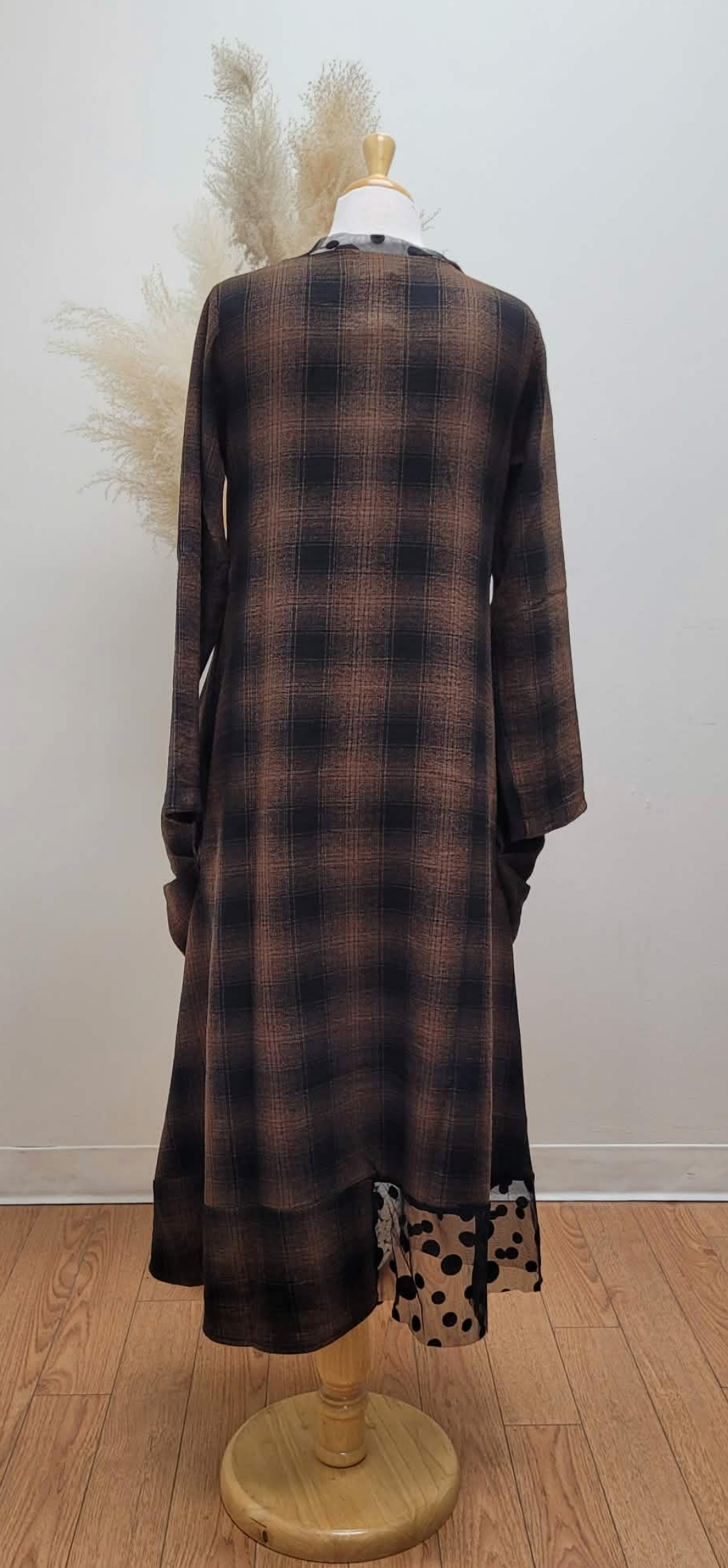 Balloon Dress ~ Brown Plaid