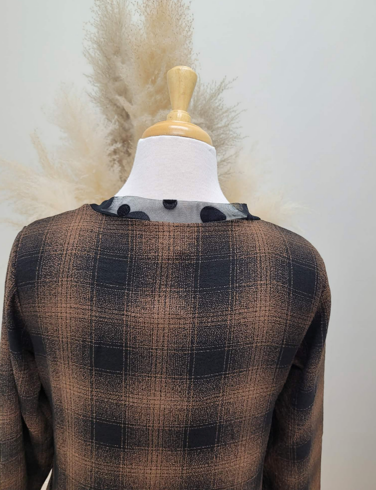 Balloon Dress ~ Brown Plaid