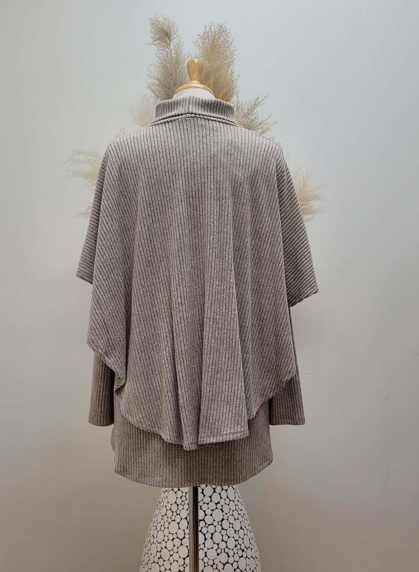 2 Piece Top & Poncho Set ~ Oatmeal