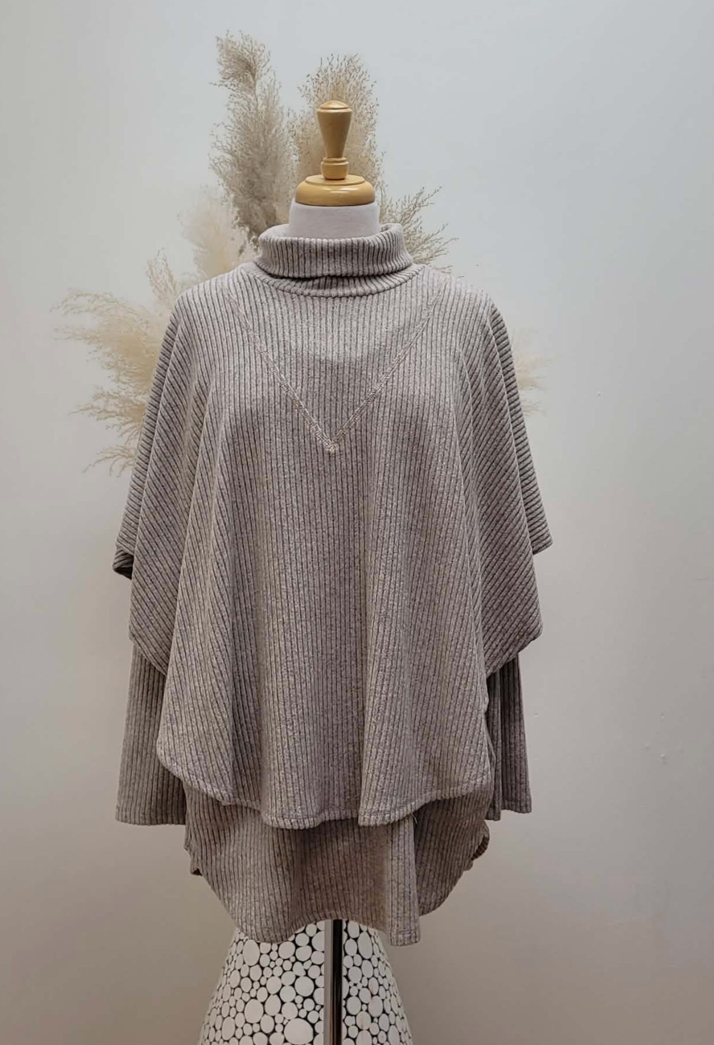 2 Piece Top & Poncho Set ~ Oatmeal