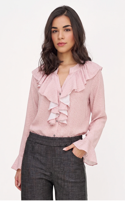 Polka Dot Ruffle Blouse ~ 2 Colours