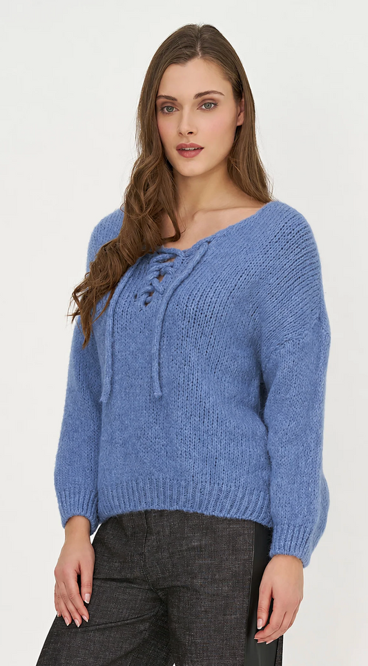 Kelly Lace-Up Sweater ~ 2 Colours