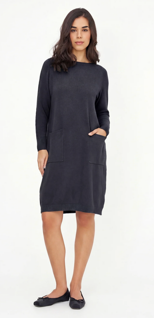 Claudia Knit Sweater Dress ~ Black