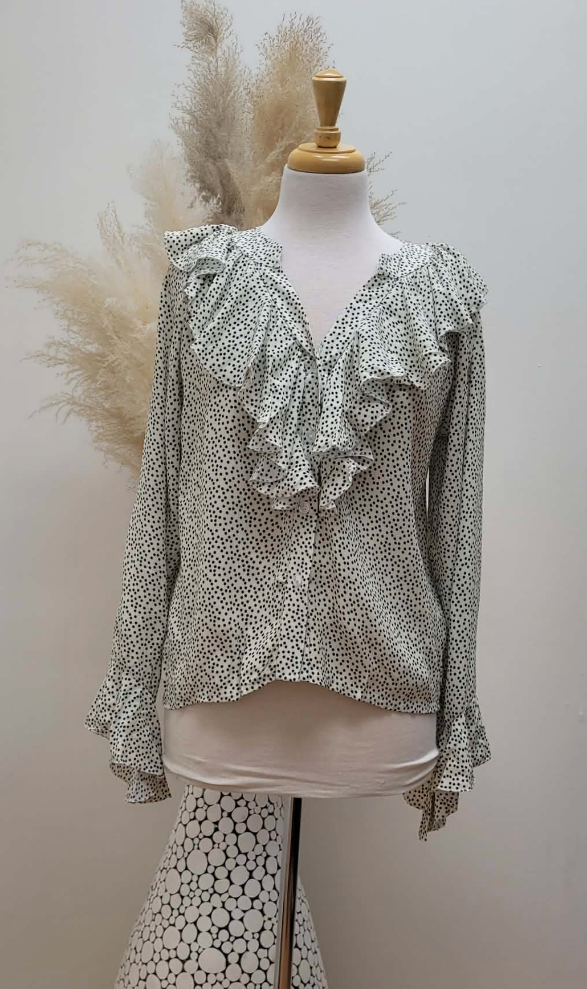 Polka Dot Ruffle Blouse ~ 2 Colours