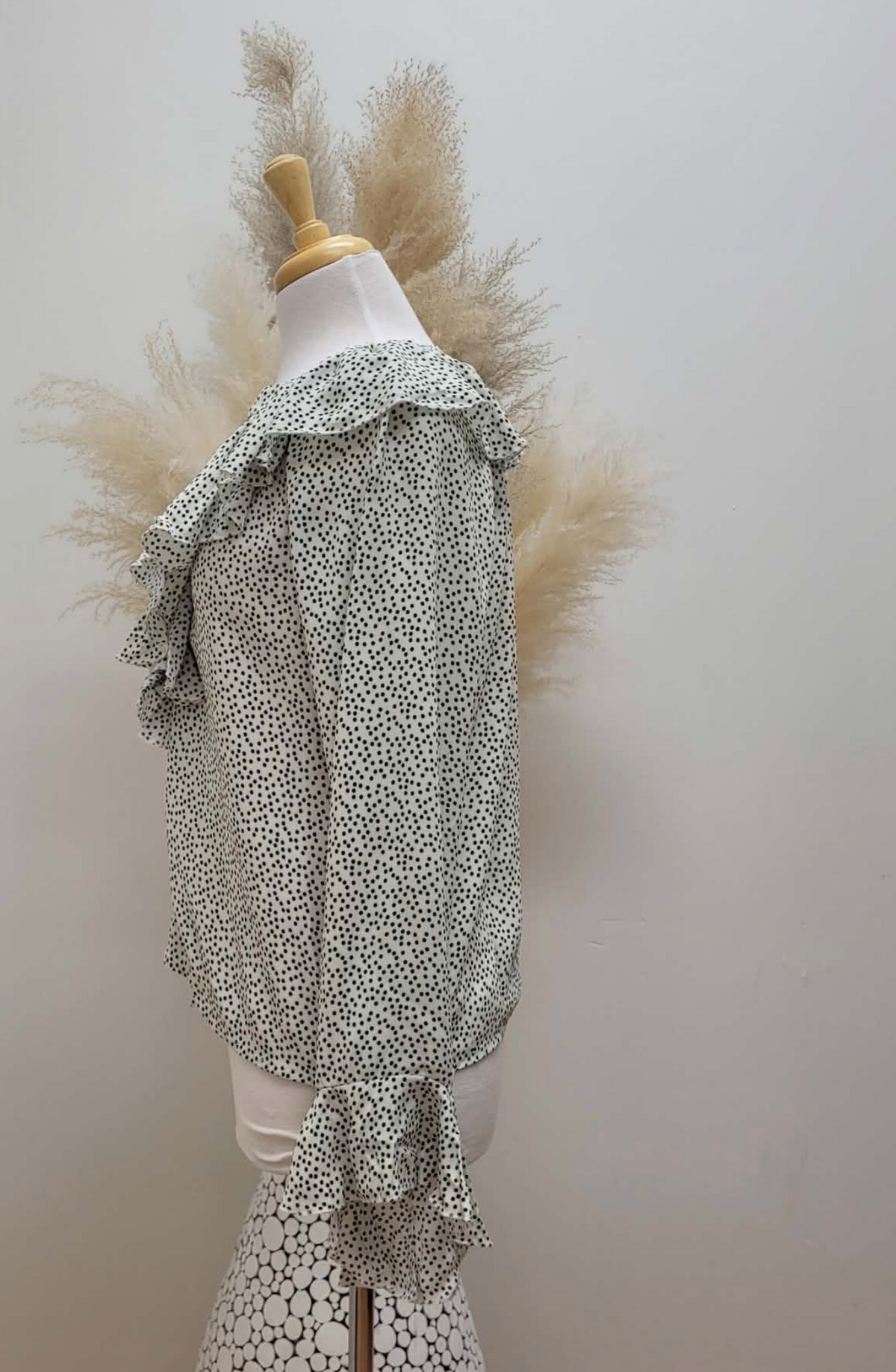 Polka Dot Ruffle Blouse ~ 2 Colours