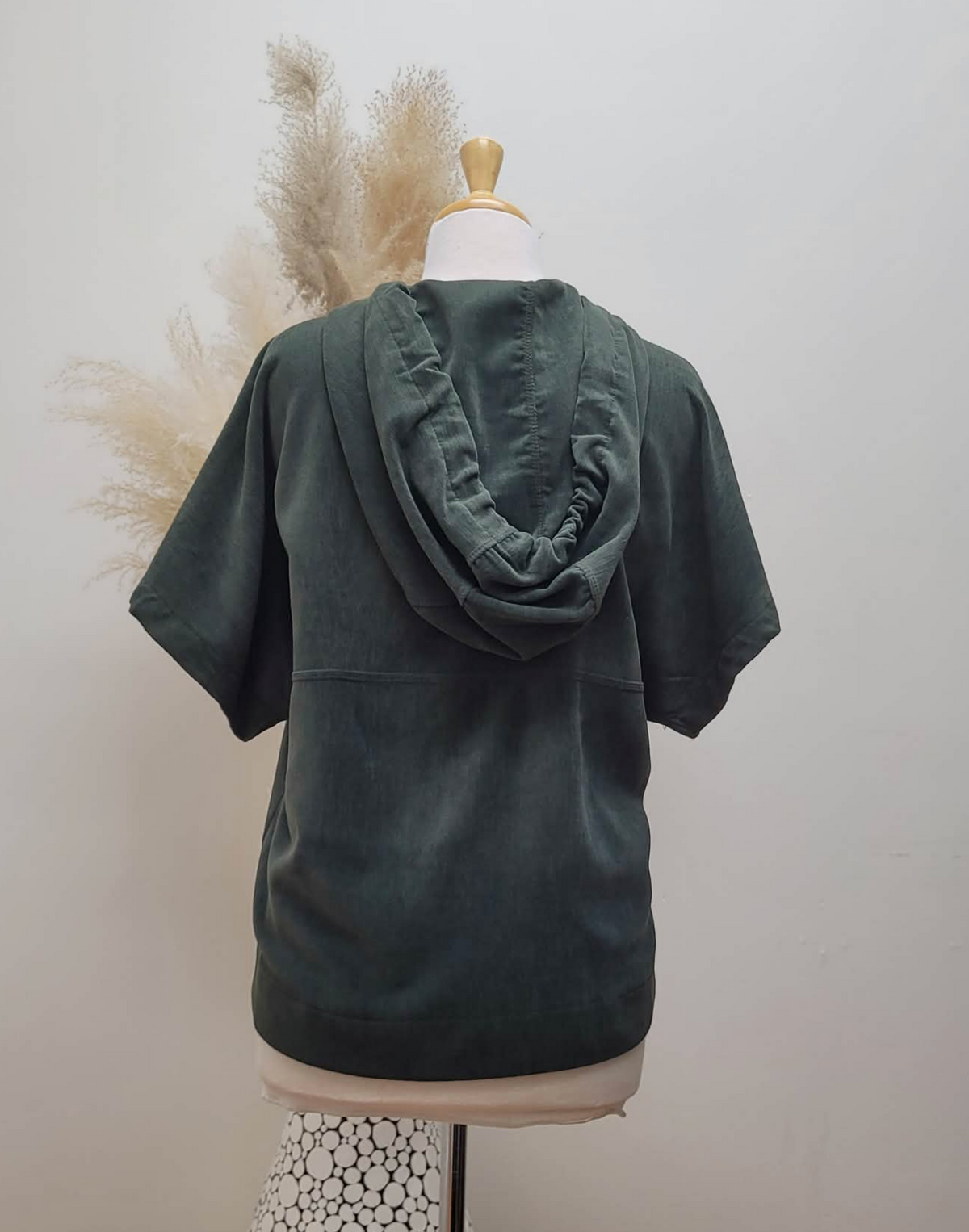 Becky Cropped 1/4 Zip Hoodie ~ Olive