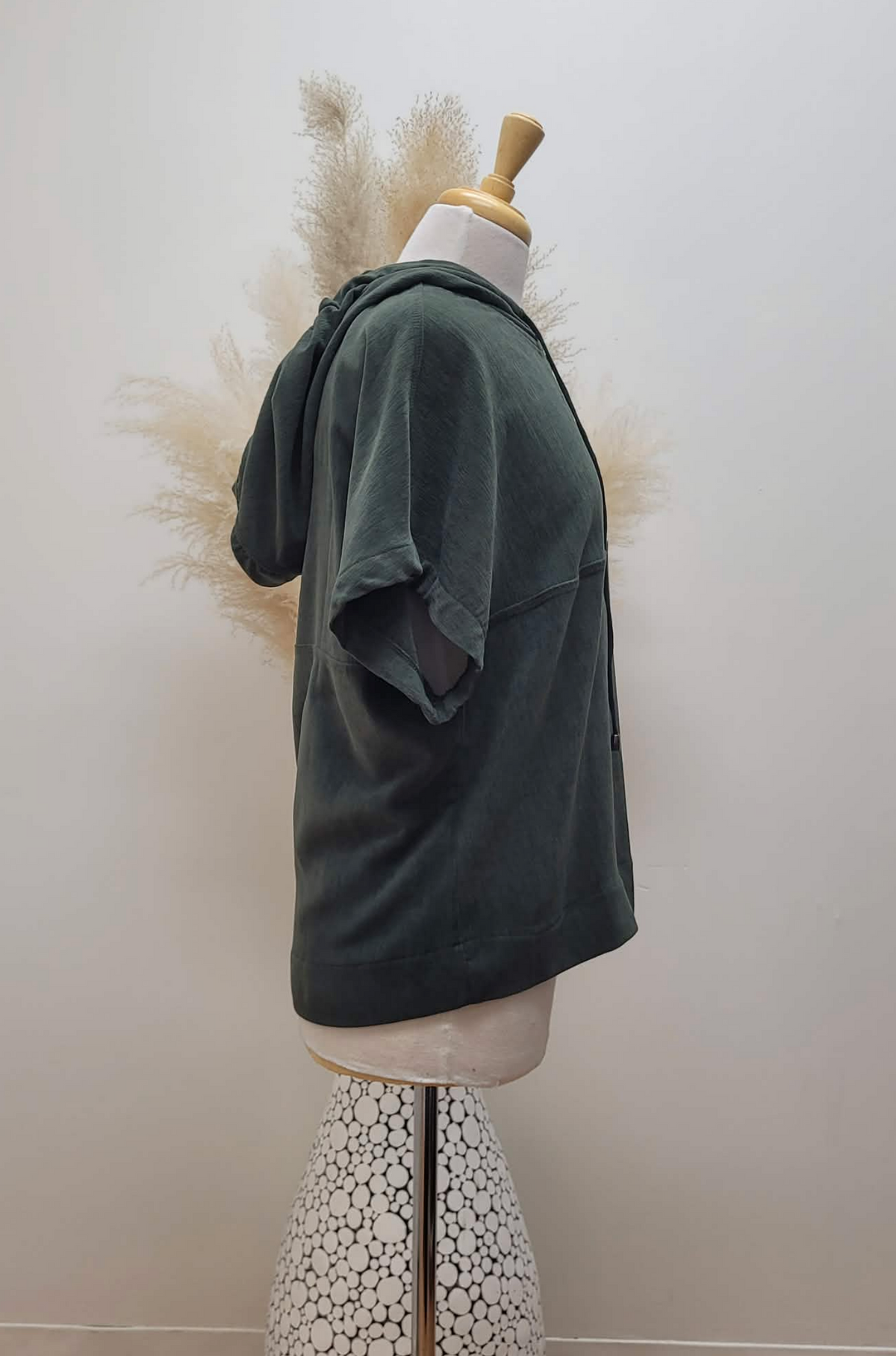 Becky Cropped 1/4 Zip Hoodie ~ Olive
