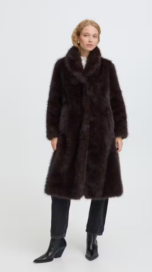 Faux Fur Coat ~ Brown