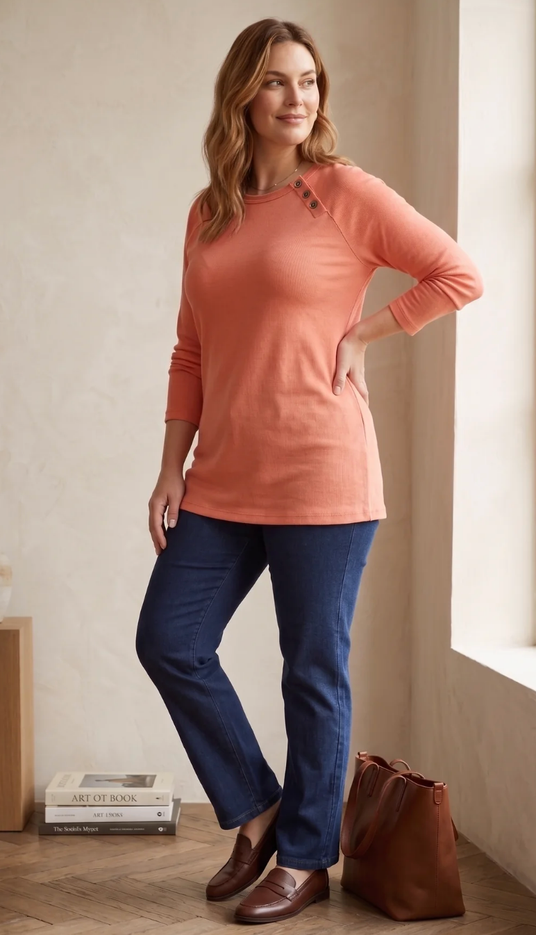 Button Detail Jersey LS ~ 3 Colours