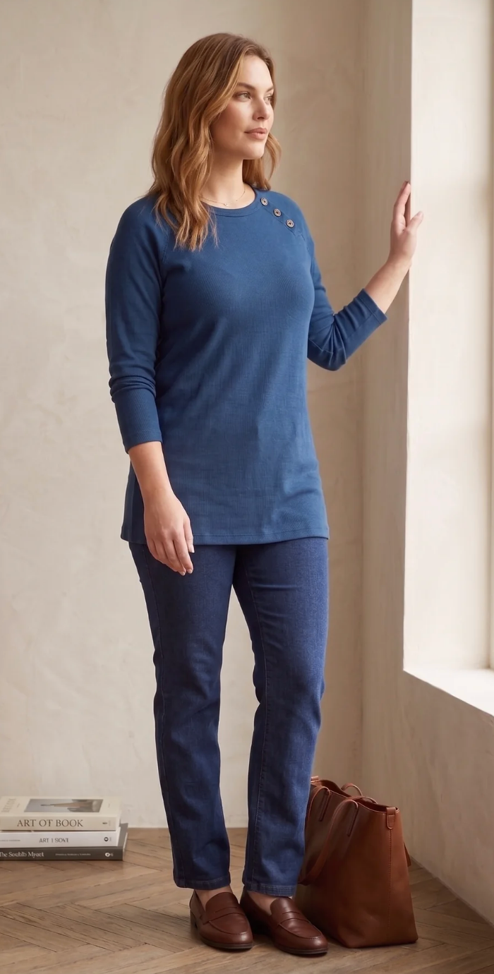 Button Detail Jersey LS ~ 3 Colours