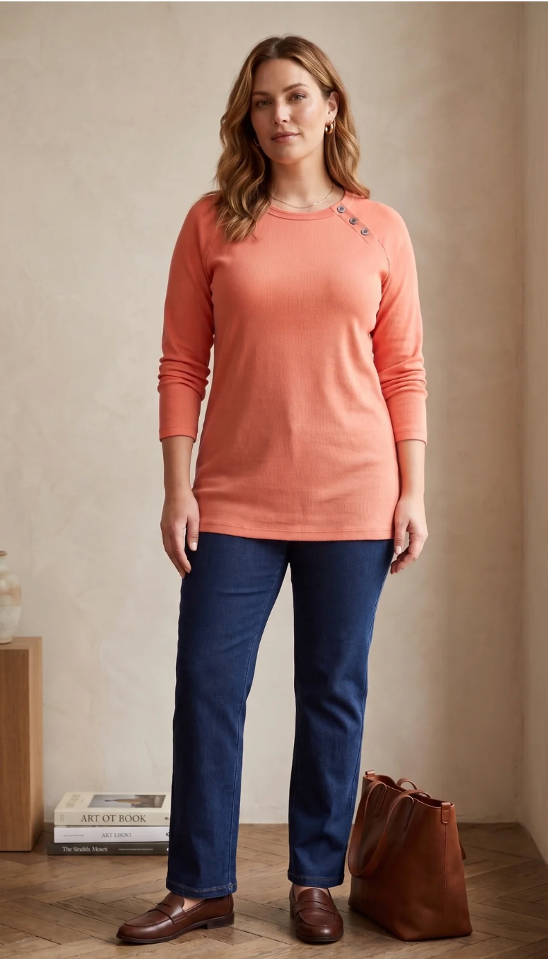 Button Detail Jersey LS ~ 3 Colours