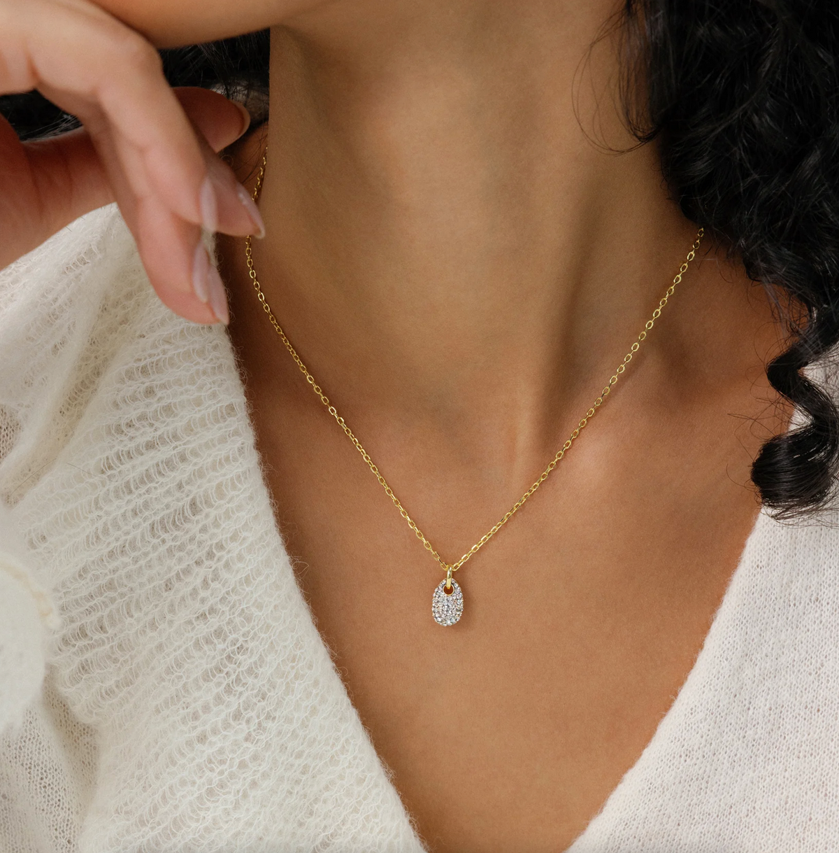 Dancing Queen Sparkle Pebble Charm Necklace