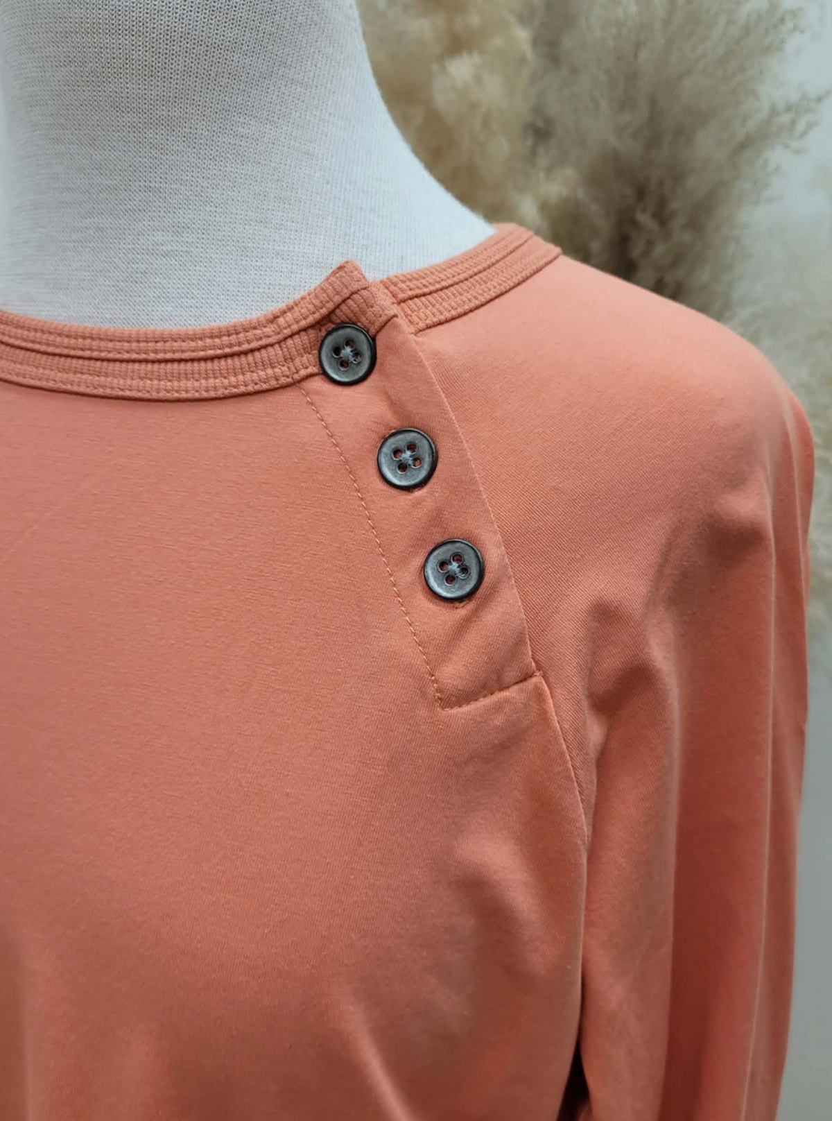 Button Detail Jersey LS ~ 3 Colours