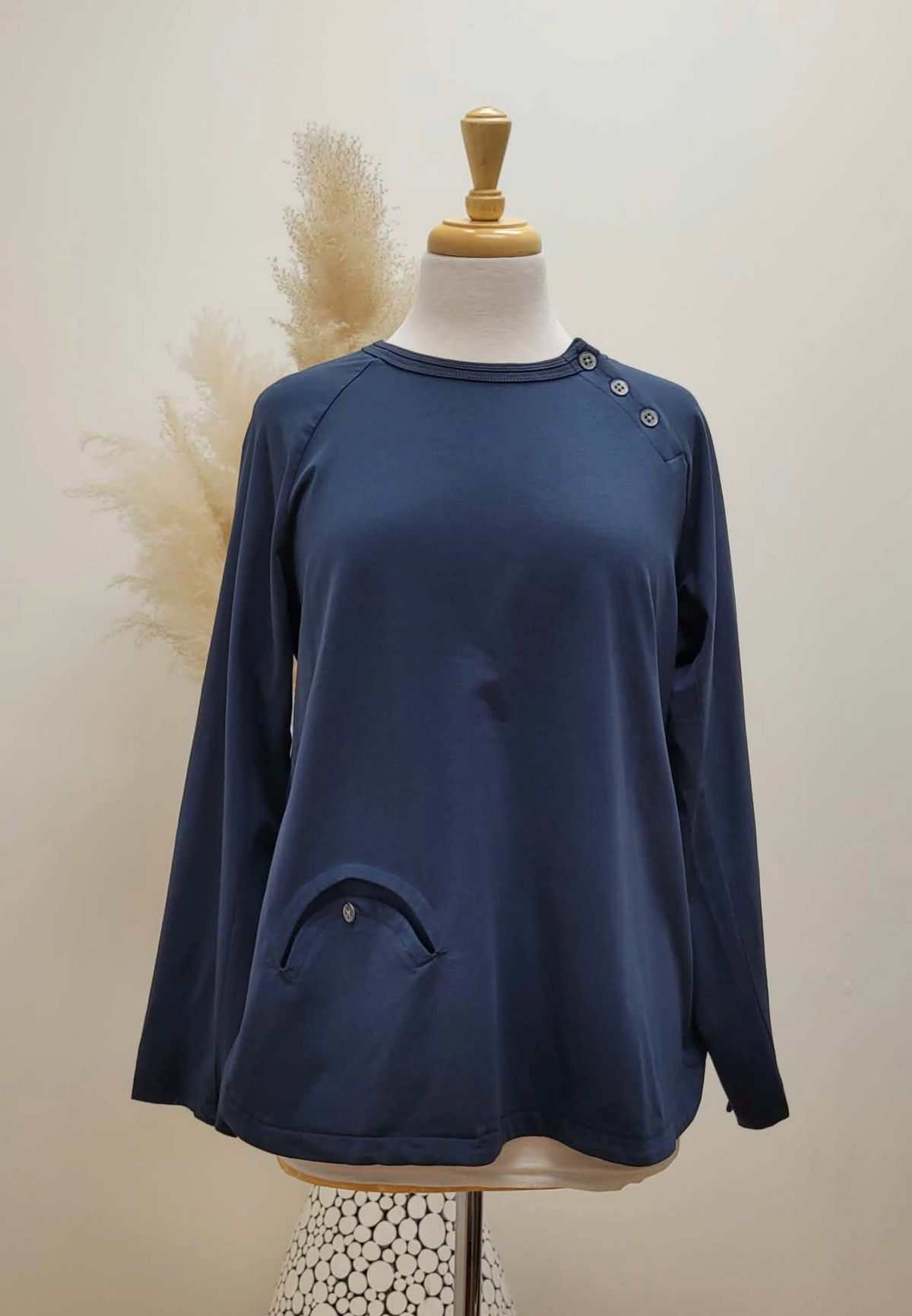 Button Detail Jersey LS ~ 3 Colours