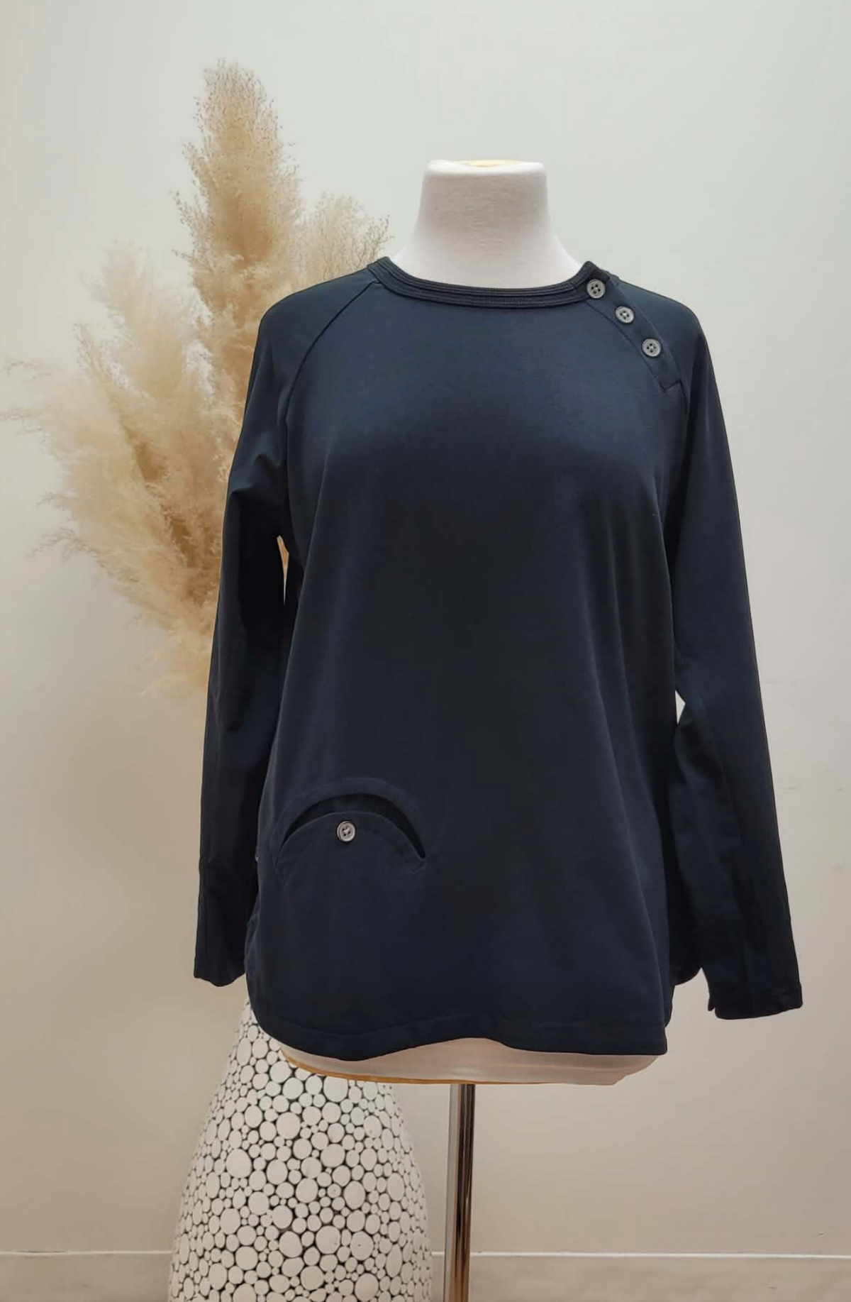 Button Detail Jersey LS ~ 3 Colours
