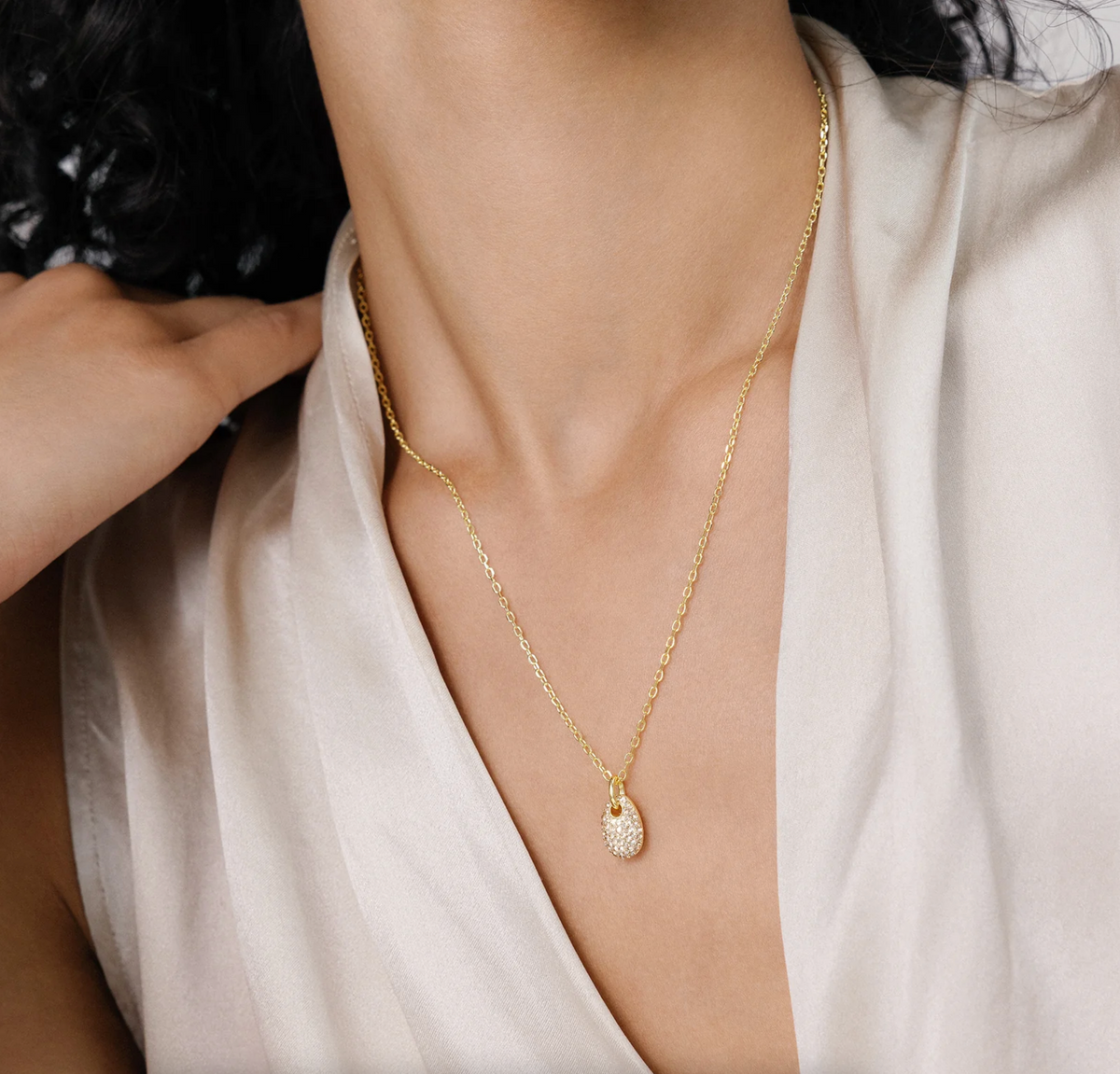Sparkle Pebble Charm Necklace ~ 3 Colours