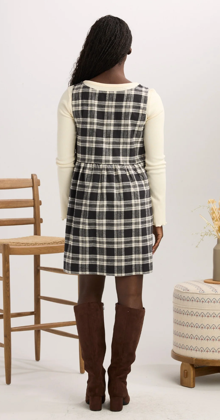 Glenwood Plaid Dress ~ Black/Pearl