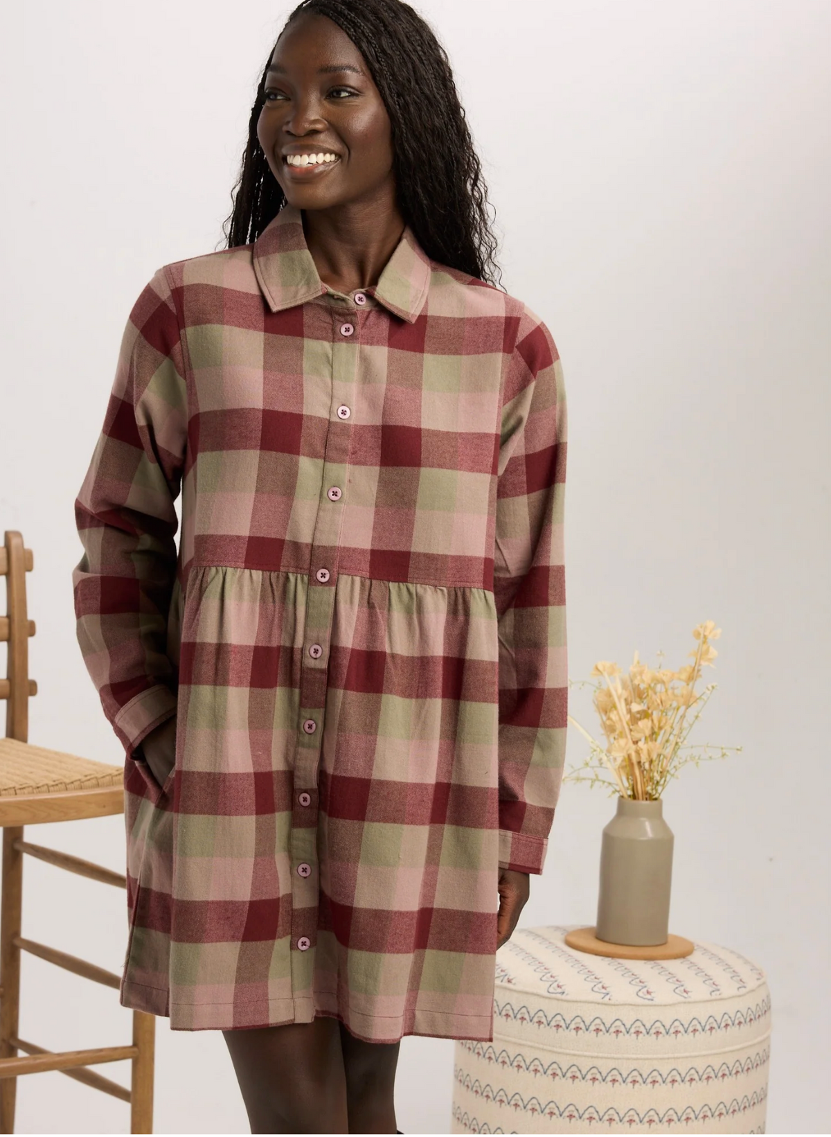 Shae Flannel Dress ~ Flint Plaid