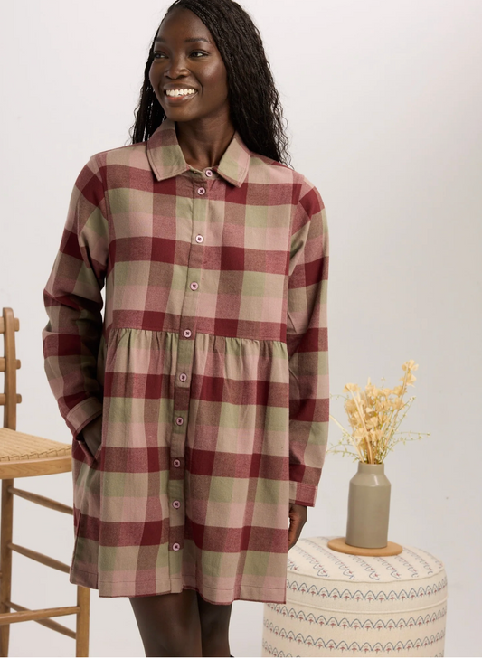 Shae Flannel Dress ~ Flint Plaid