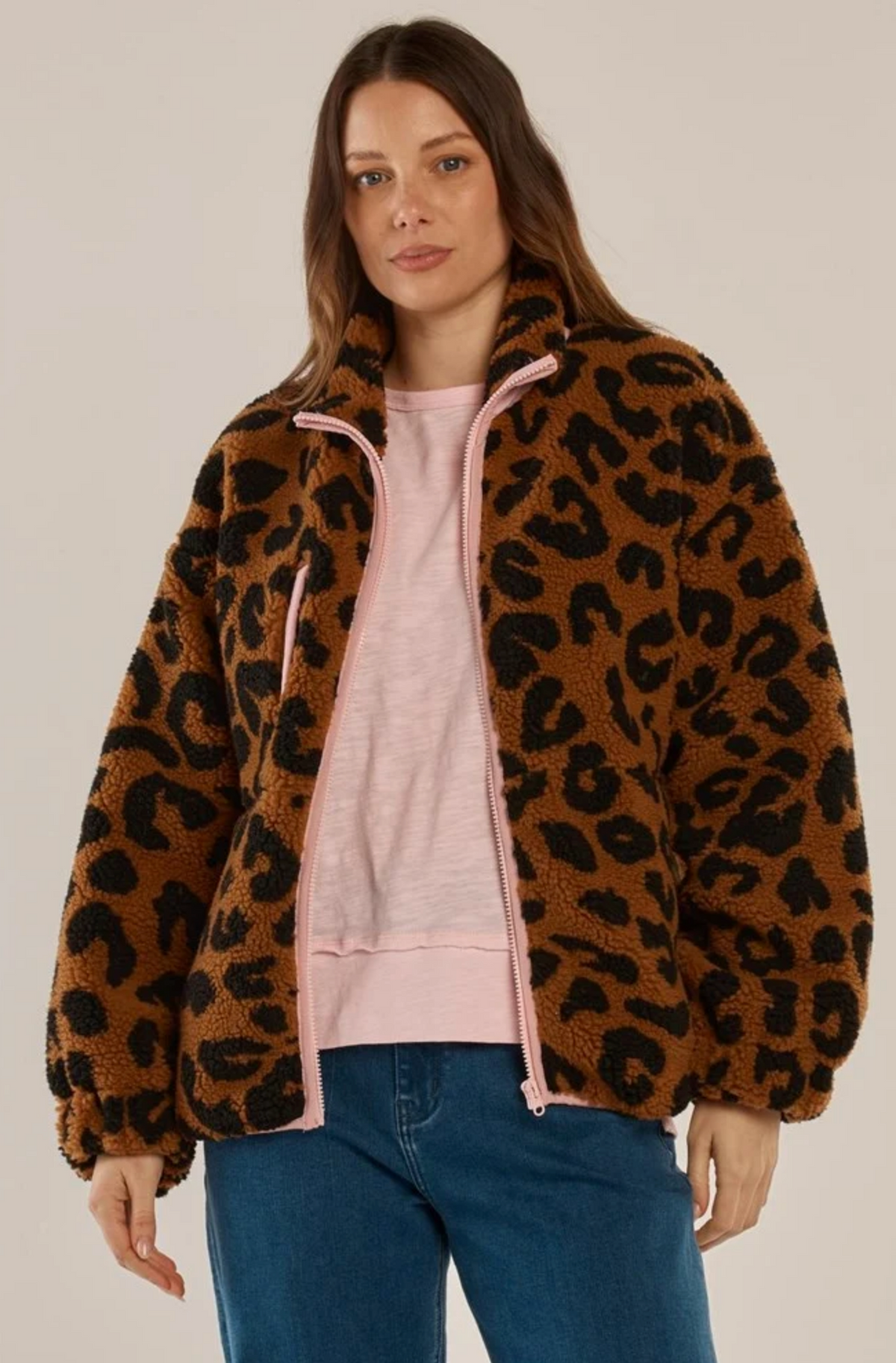 Jayne Fleece ~ Animal/Pink