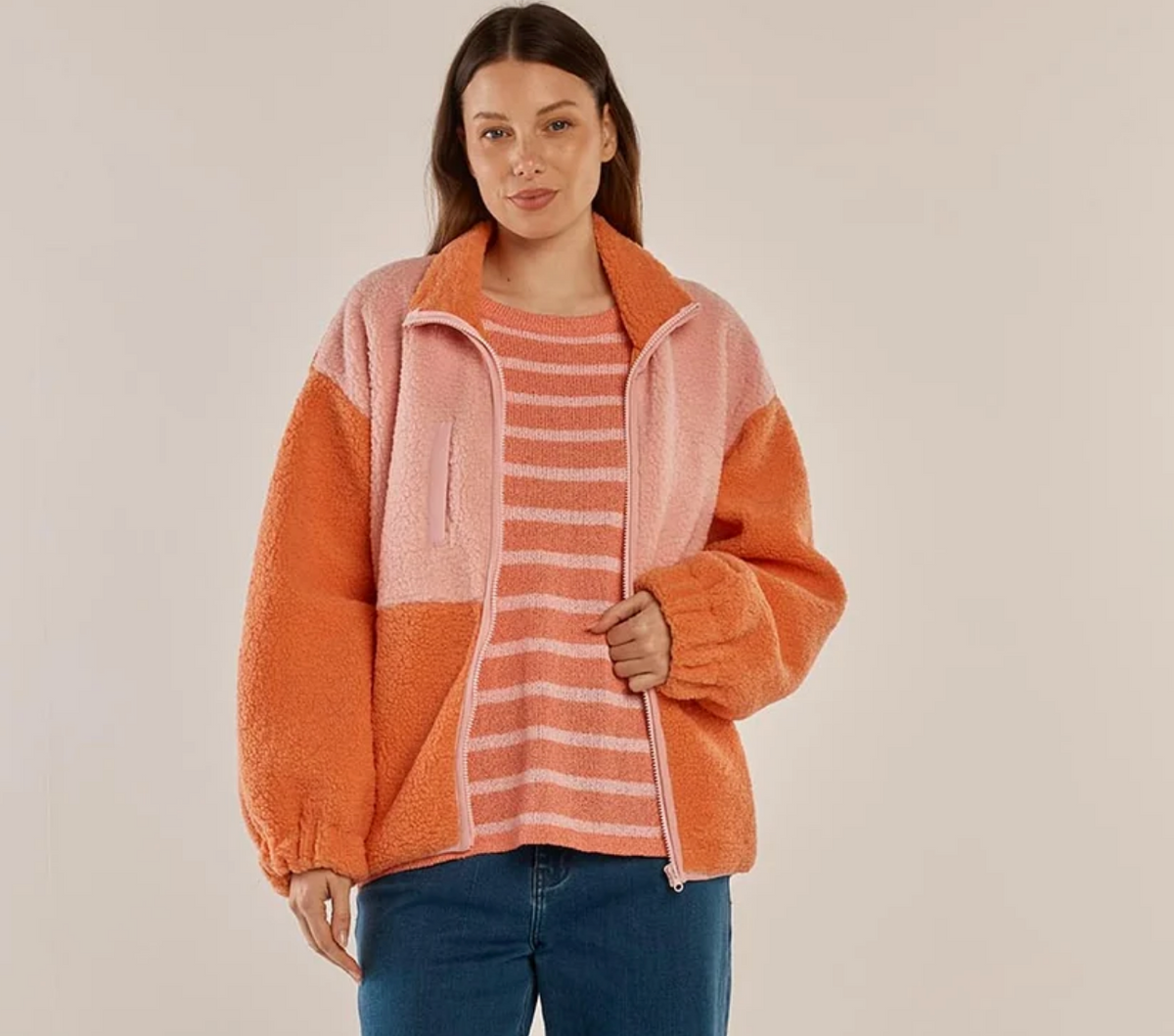 Jayne Fleece ~ Pink/Orange