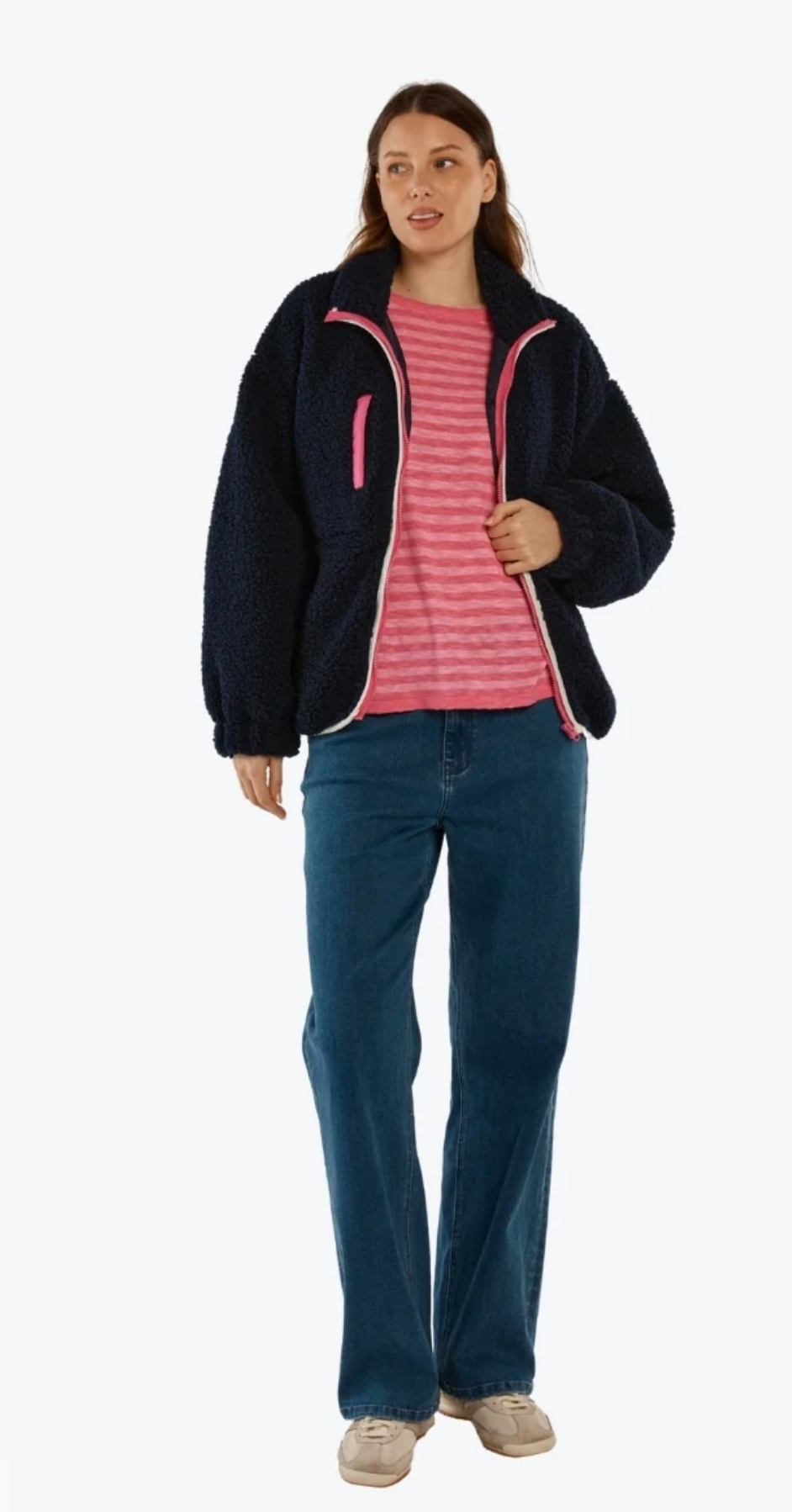 Aubrey Fleece ~ Navy Rainbow