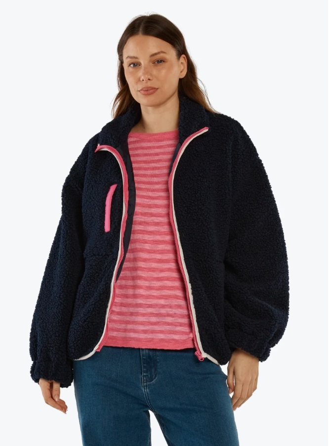 Aubrey Fleece ~ Navy Rainbow
