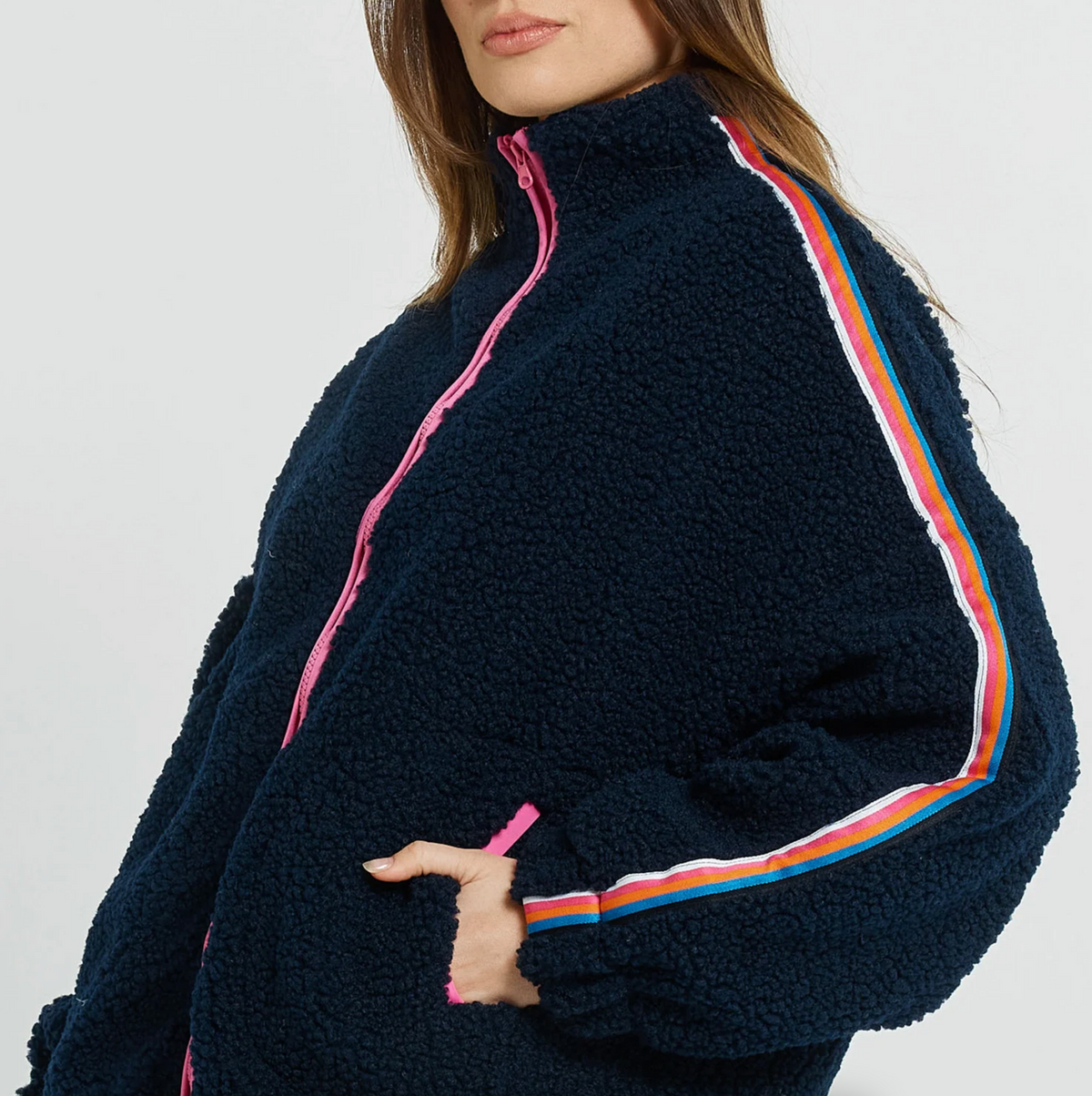 Aubrey Fleece ~ Navy Rainbow