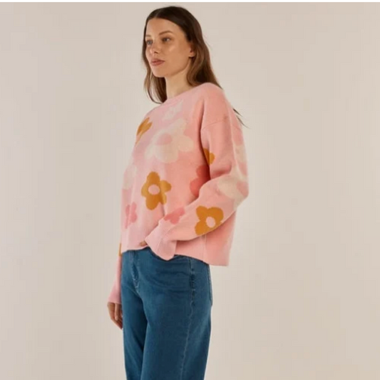 Leonie Knit Sweater ~ Jacquard Flowers