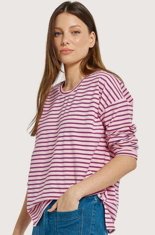 Vienna LS Tee ~ Pink/Purple/Red Stripe