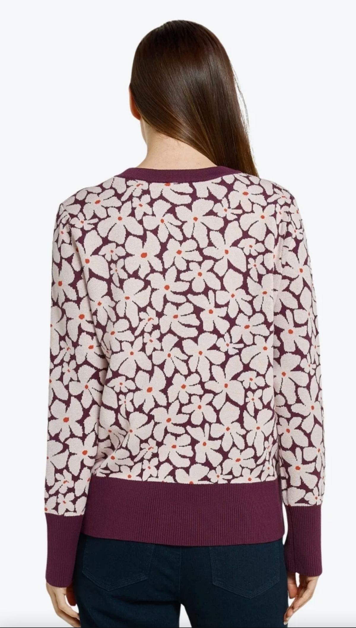 Maisie Sweater ~ Wine/Petal Jacquard