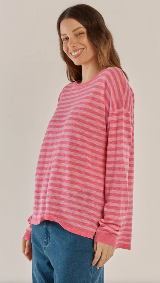 Natasha Knit Top ~ Blush Stripe