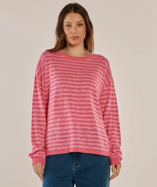Natasha Knit Top ~ Blush Stripe