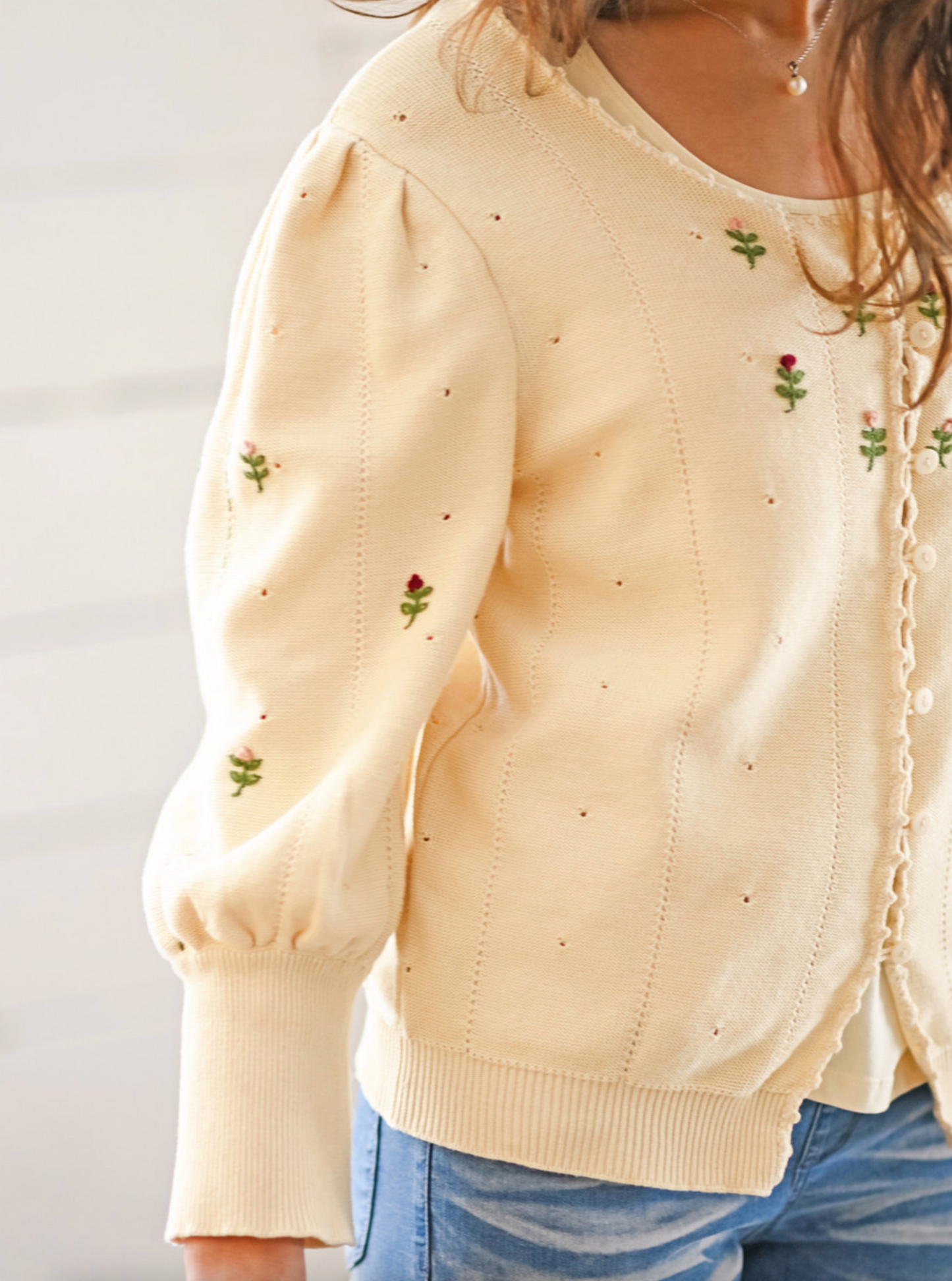 Rose Cottage Sweater ~ Ecru