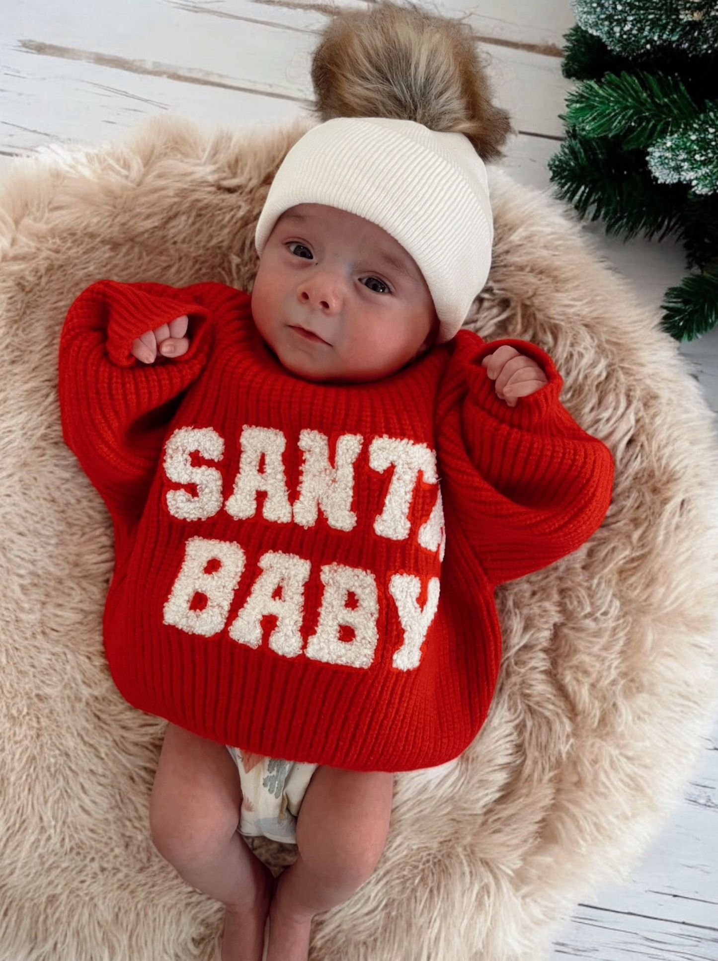 PREORDER Santa Baby Sweater ~ Red (Womens & Childrens)