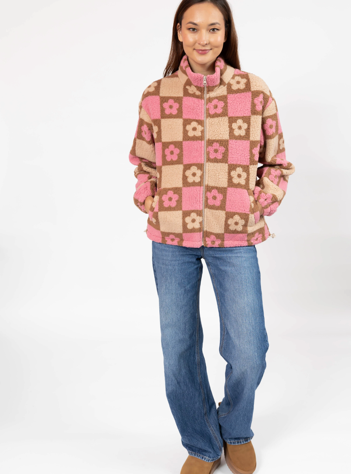 Teddy Floral Jacket ~ Light Pink/Oatmeal