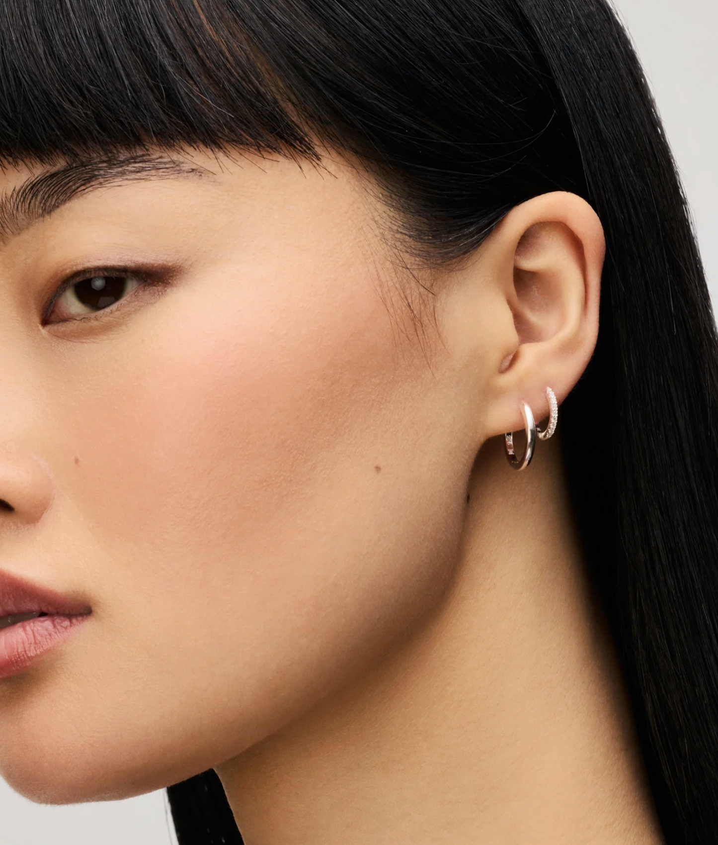 Silver Pave Hoop Earrings