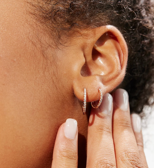 Rose Gold Pave Hoop Earrings