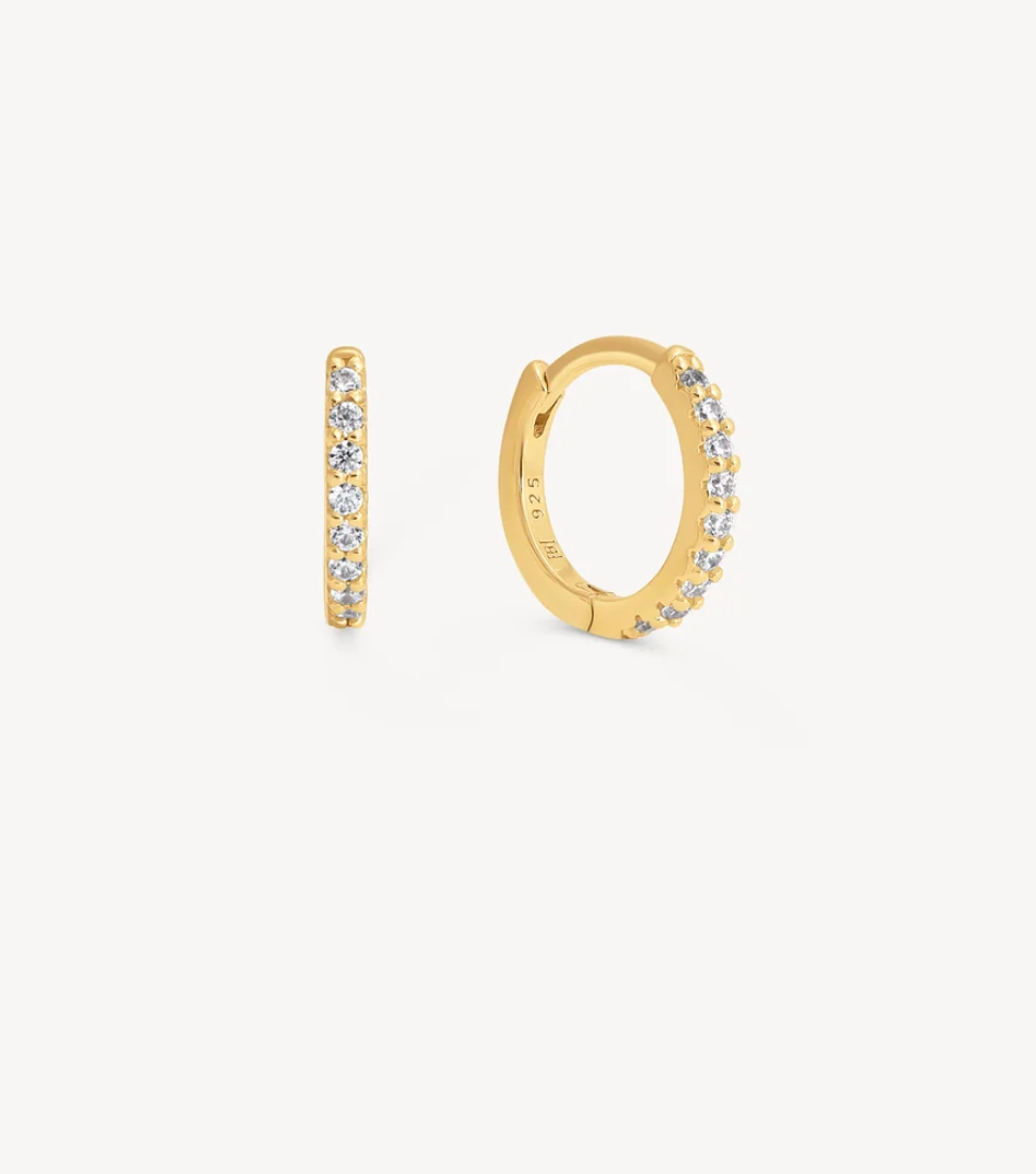 Gold Pave Hoop Earrings - Small