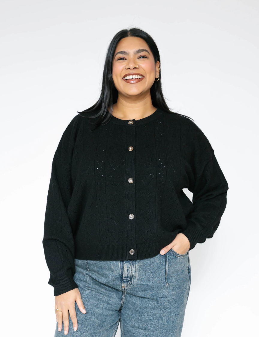 Crush On You Cardigan in Midnight Black