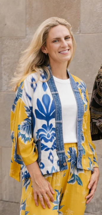 Tiffany Cardigan ~ Yellow Palm Mix