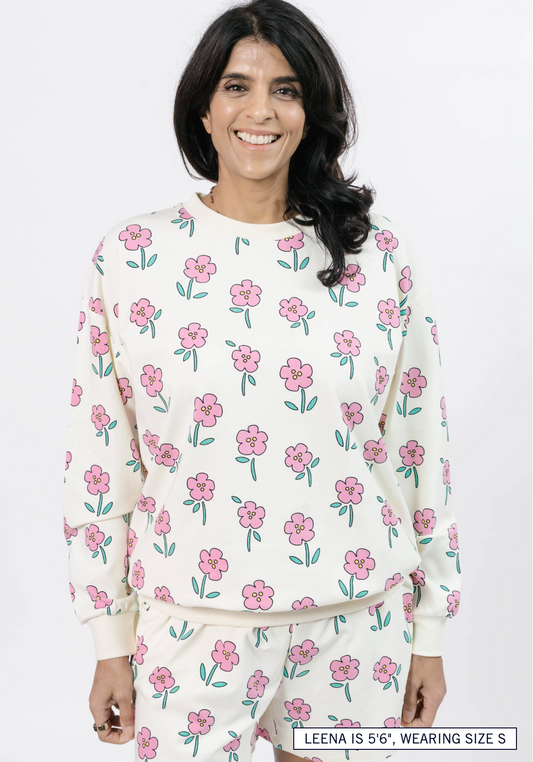 Fresh Floral Hangout Crew ~ Pink Floral