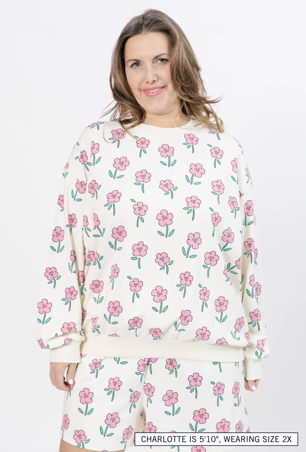 Fresh Floral Hangout Crew ~ Pink Floral