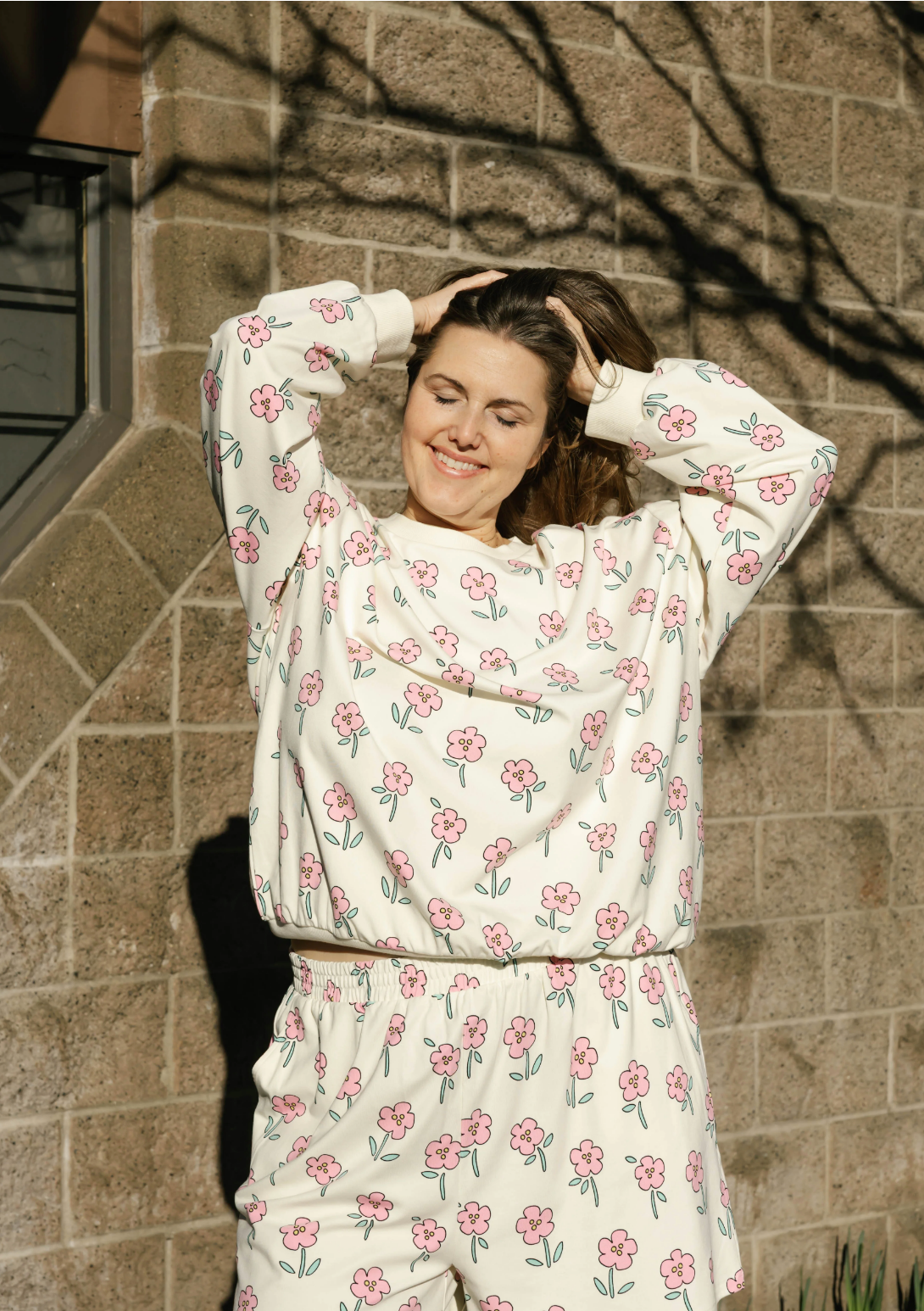 Fresh Floral Hangout Crew ~ Pink Floral