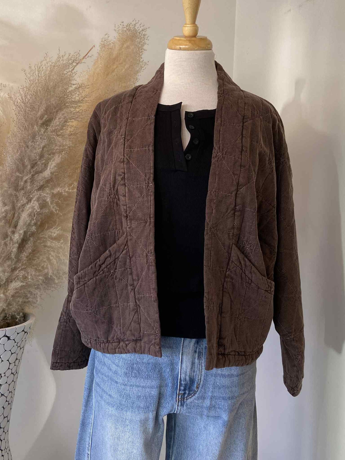 Blake Quilted Cardigan ~ Coffee Bean