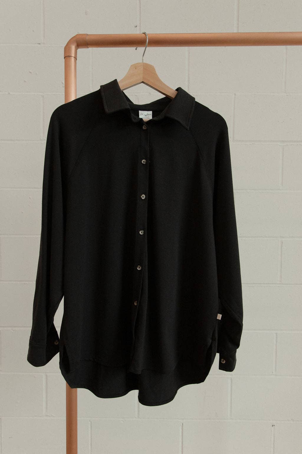 Ladies Button Up Top: Black