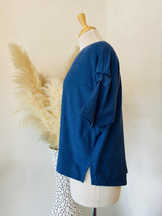 Arla Pleated Sleeve Top ~ Denim