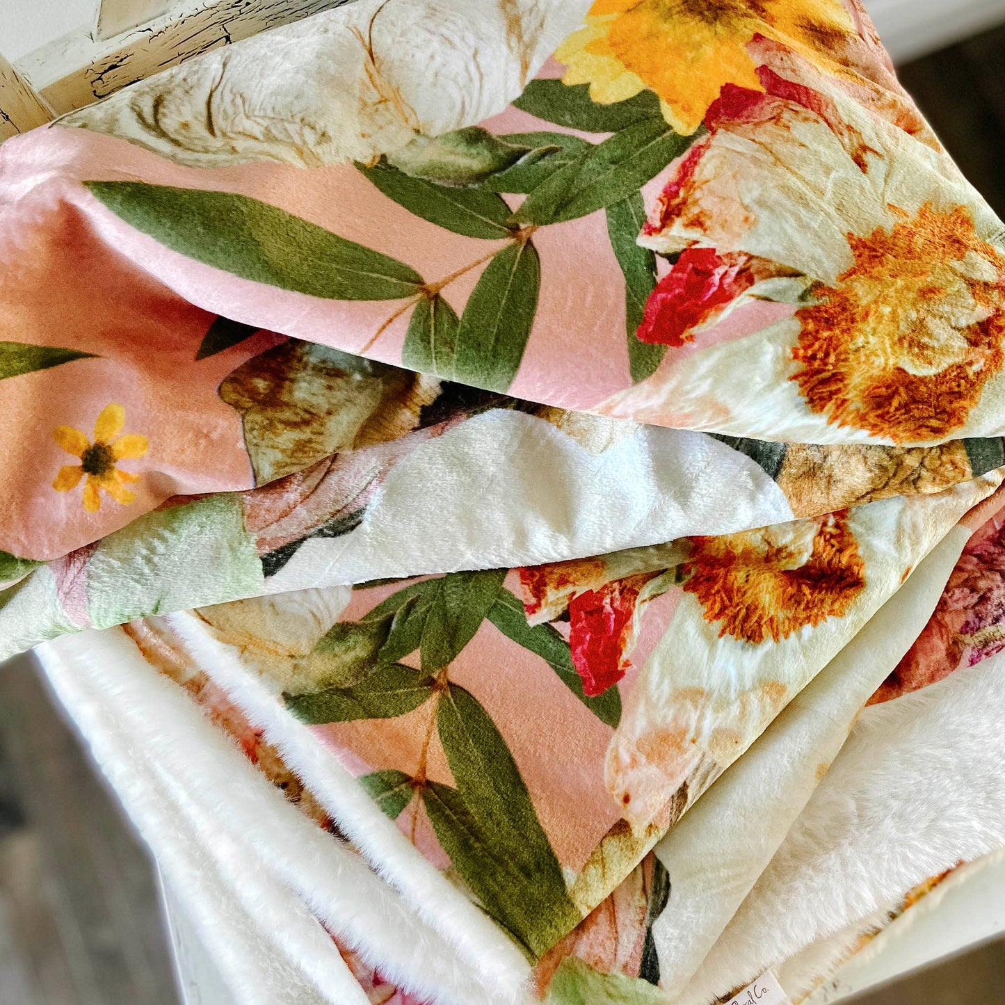 Peaches & Sunshine Floral Throw Blanket