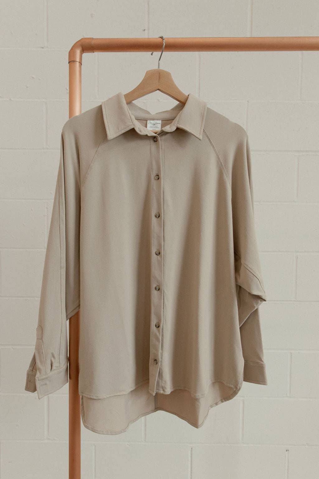 Ladies Button Up Top: Bone